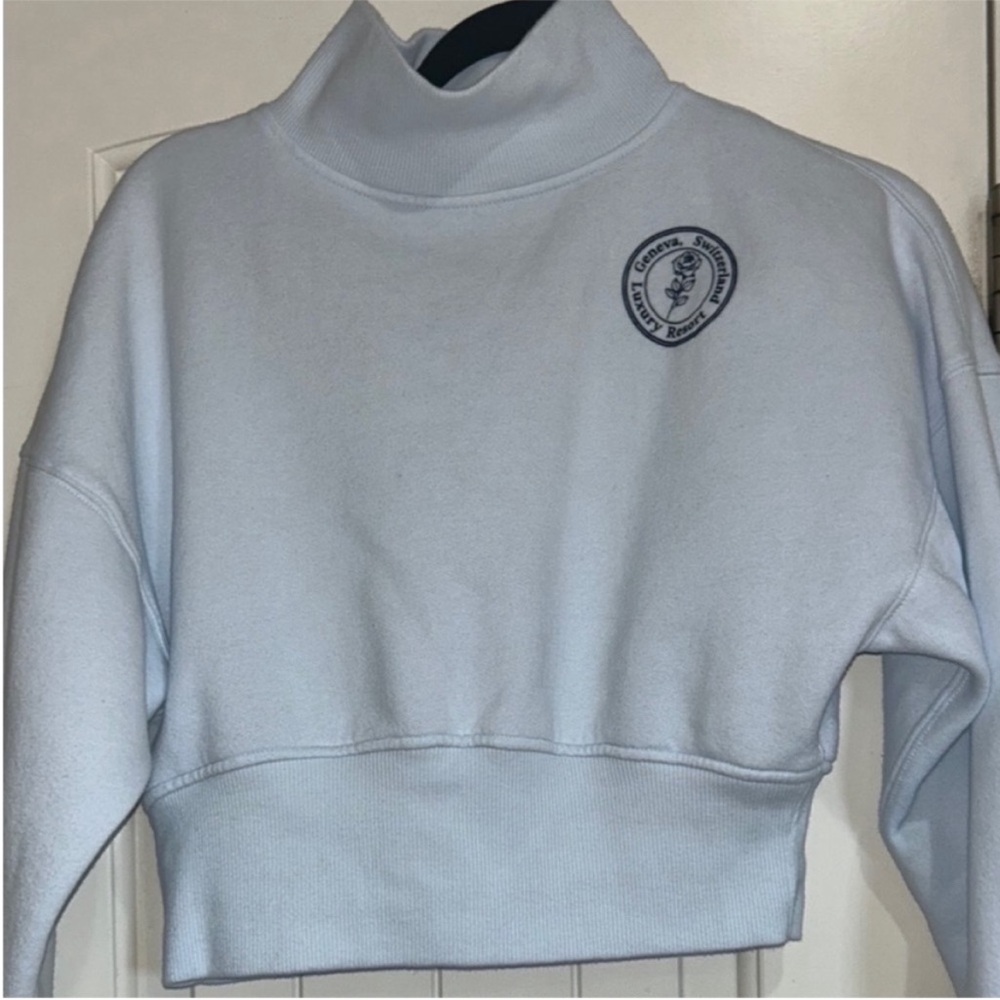 Women's New Ski Light Blue High-Neck Sweatshirt new - Picture 3 of 4